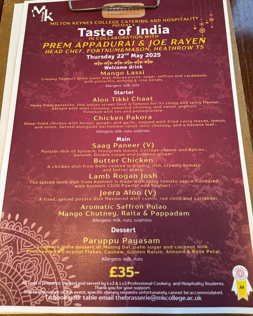 Grande Cuisine (@grande_cuisine) on Twitter photo A pleasure to be invited to last night's Taste of India night at <a href="/ThebrasserieMK/">The Brasserie MK</a> under the culinary direction of Fortnum & Mason's head chef, Prem Appadurai. Fantastic work by all the students and some amazing food. Well done to Sharon, Richie, Maria and the whole team. A pleasure to be invited to last night's Taste of India night at <a href="/ThebrasserieMK/">The Brasserie MK</a> under the culinary direction of Fortnum & Mason's head chef, Prem Appadurai. Fantastic work by all the students and some amazing food. Well done to Sharon, Richie, Maria and the whole team.