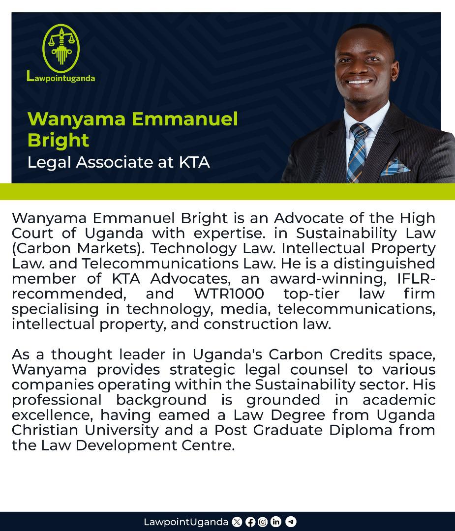 KTA Advocates (@kta_law) on Twitter photo Join our associate <a href="/BrightWanyama/">Wanyama Emmanuel Bright</a> this Sunday, 25th May 2025, for another enlightening edition of the Beyond the Bar X-Series.
Carbon Markets & Net Zero: What Everyone Should Know — The Law, Challenges & Opportunities
<a href="/Lawpointuganda/">Lawpoint Uganda</a>
#ImpactingLives Join our associate <a href="/BrightWanyama/">Wanyama Emmanuel Bright</a> this Sunday, 25th May 2025, for another enlightening edition of the Beyond the Bar X-Series.
Carbon Markets & Net Zero: What Everyone Should Know — The Law, Challenges & Opportunities
<a href="/Lawpointuganda/">Lawpoint Uganda</a>
#ImpactingLives