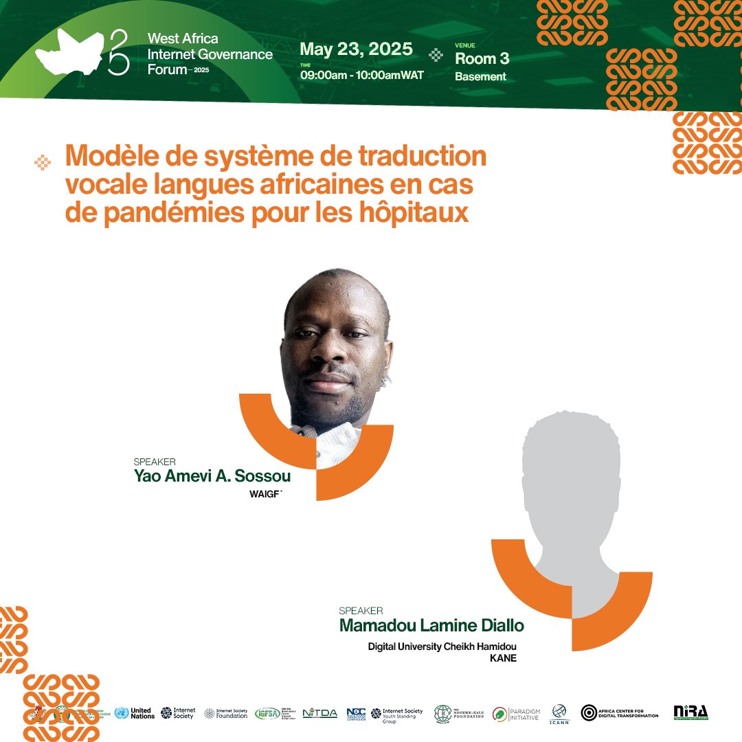 WAIGF25: Day 2: Live now: Modèle de système de traduction vocale langues africaines en cas de pandémies pour les hôpitaux
 Join here: bit.ly/43a32IV #WAIGF25 #SecureDigitalFuture
