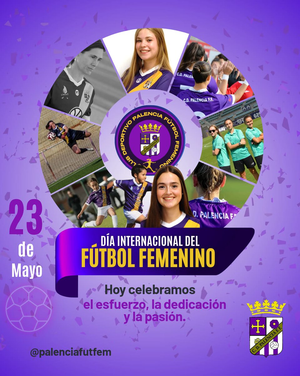 Hoy, es día de homenajear a todas esas futbolistas que nos abrieron el camino
Hoy, es día de valorar el talento, la dedicación,  el esfuerzo y la pasión de las futbolistas
 Hoy, es el Día Internacional del Fútbol Femenino!!!
#CreerCrecerYSoñar
#AupaMoradas
#MasPalentinasQueNunca