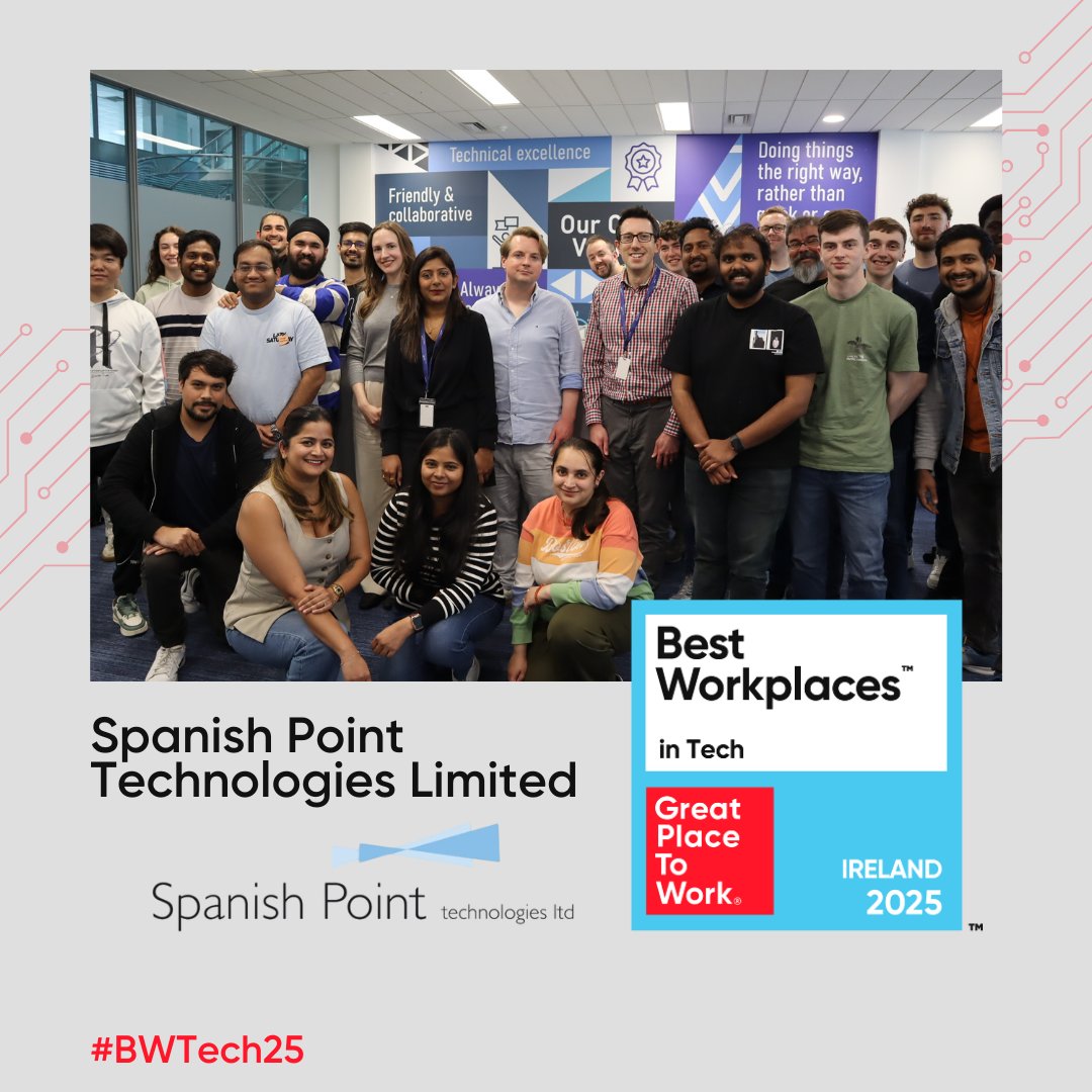 Great Place to Work Ireland (@gptw_ireland) on Twitter photo We are proud to announce that <a href="/Spanish_Point/">Spanish Point Tech</a> has been recognised as one of the Best Workplaces in Tech 2025!
Congratulations 🎉👏
#BWTech25
Discover the full list here 👉 hubs.li/Q03nWb000 We are proud to announce that <a href="/Spanish_Point/">Spanish Point Tech</a> has been recognised as one of the Best Workplaces in Tech 2025!
Congratulations 🎉👏
#BWTech25
Discover the full list here 👉 hubs.li/Q03nWb000