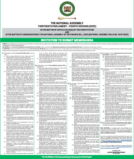 Folks, 

The National Assembly's Finance &amp; Planning Committee has kicked off public hearings for Finance Bill 2025.

What are we seeing by way of submissions?

A 🧵