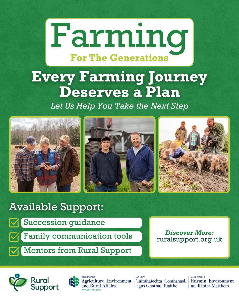Rural Support (@ruralsupport) on Twitter photo Wherever You Are in Your Farming Journey – We Can Help. Farming for the Generations offers support, mentoring, and guidance for your next step.
Get in touch to learn more about the range of programmes that are on offer.
farmgenerations@ruralsupport.org.uk
📞 028 8676 0040 Wherever You Are in Your Farming Journey – We Can Help. Farming for the Generations offers support, mentoring, and guidance for your next step.
Get in touch to learn more about the range of programmes that are on offer.
farmgenerations@ruralsupport.org.uk
📞 028 8676 0040