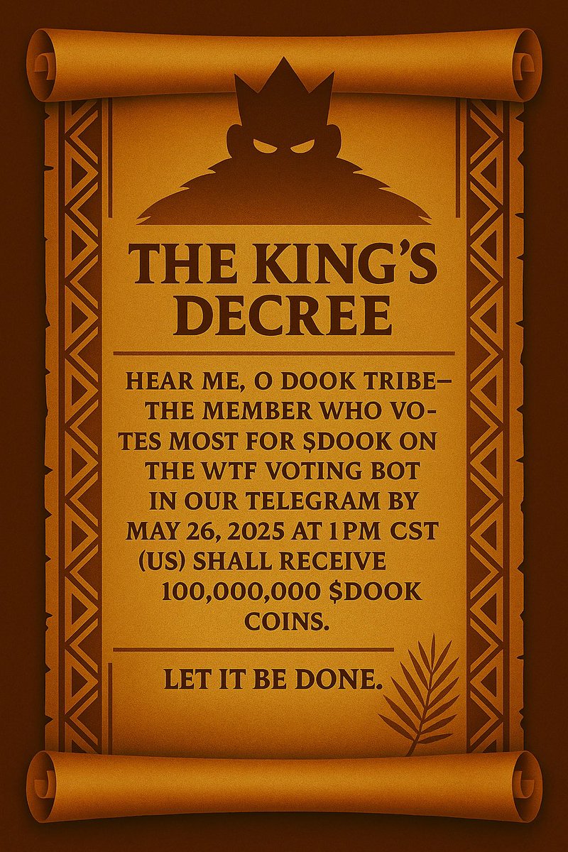 KINGMYCO_COIN's tweet photo. @tvbzify $DOOK is THE long-term play.
Not just hype. Not just a pump.
It’s tribe, it’s grind, it’s legacy.
Others fade. King Dook reigns.

Hold with honor. The jungle remembers.

#LongTermDOOK #KingDook #DookTribe #NoJeets #ConvictionPlay https://t.co/Ad53mfY2b6