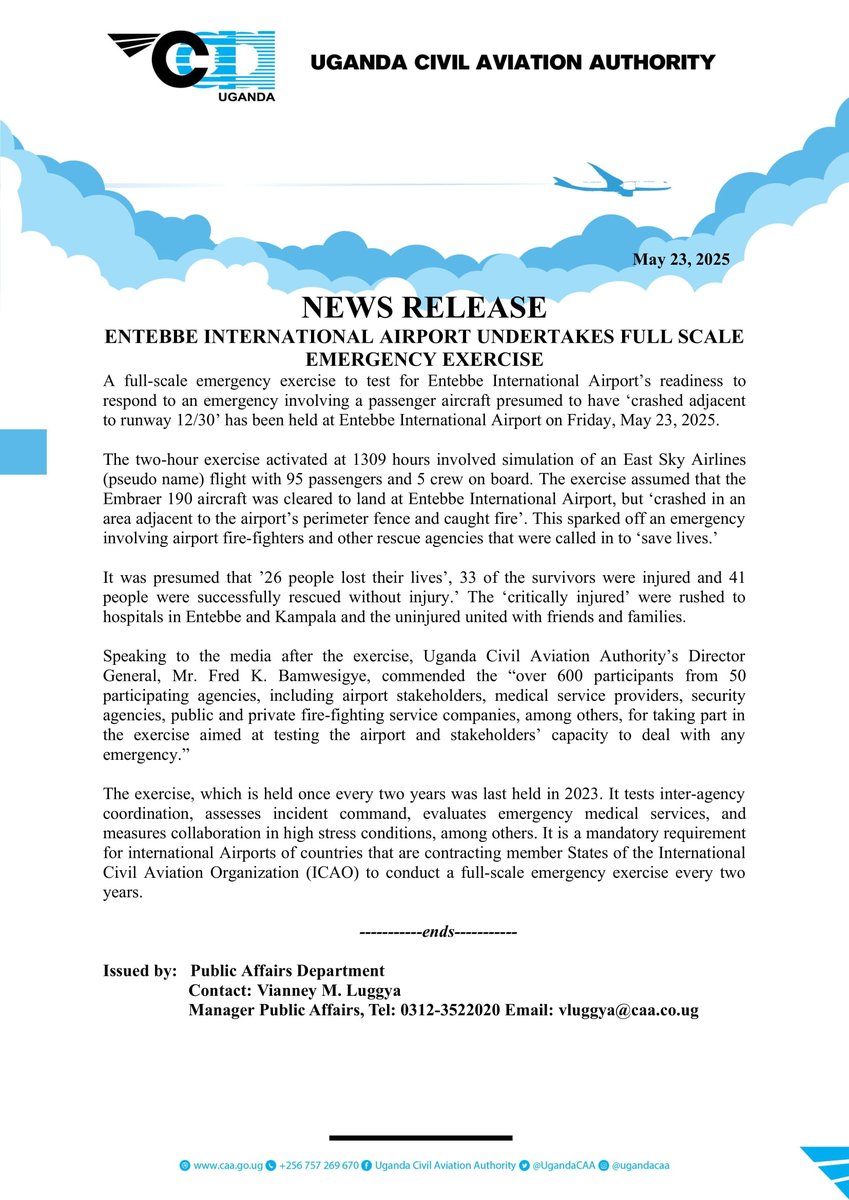 UgandaCAA's tweet image. #Fullscaleexercise #emergencypreparedness #EntebbeAirport