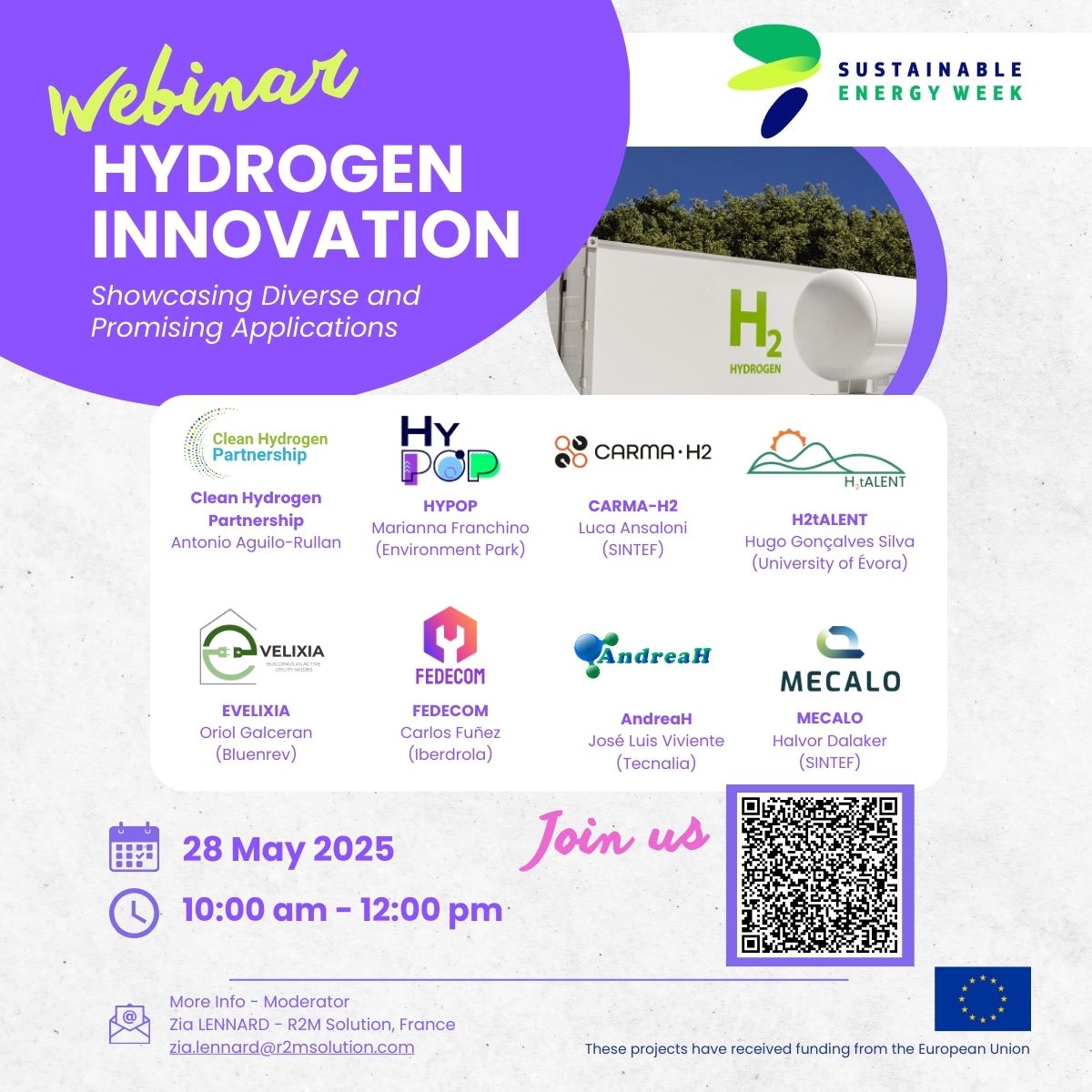 🚀We are excited to join the 𝐇𝐲𝐝𝐫𝐨𝐠𝐞𝐧 𝐈𝐧𝐧𝐨𝐯𝐚𝐭𝐢𝐨𝐧 𝐖𝐞𝐛𝐢𝐧𝐚𝐫 on May 28 as part of the 𝐄𝐔 𝐒𝐮𝐬𝐭𝐚𝐢𝐧𝐚𝐛𝐥𝐞 𝐄𝐧𝐞𝐫𝐠𝐲 𝐖𝐞𝐞𝐤!
🔹When: May 28, 10:00–12:00 CEST
🔹Where: Online (free registration!)
👉Register here: sustainable-energy-week.ec.europa.eu/events/hydroge…