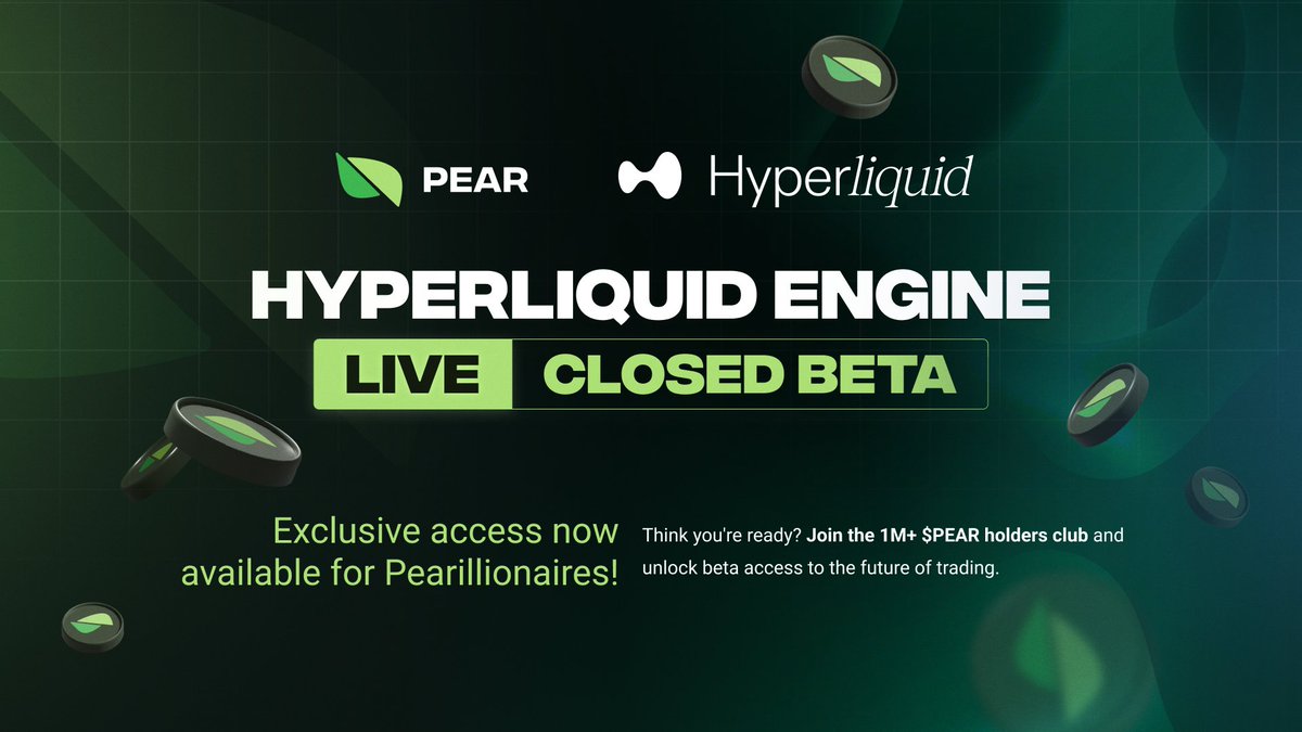 Pear x Hyperliquid 

To know more, you gotta be a #Pearillionaire 🍐