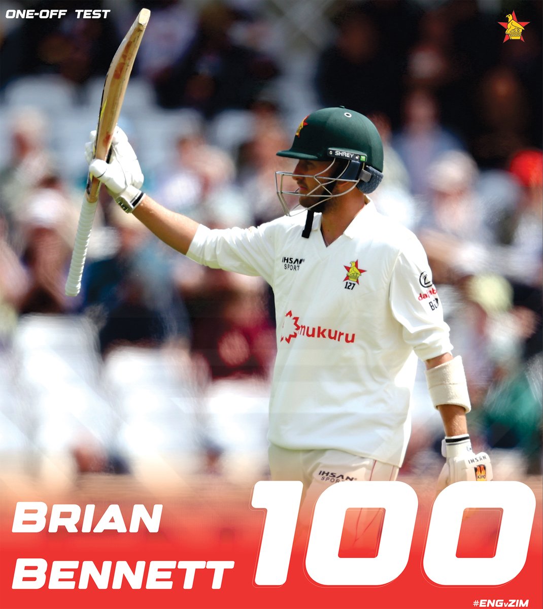 Brian Bennett's century, off just 97 deliveries, is the fastest ever by a Zimbabwean in Test cricket. 🙌

Ball-by-ball 📝: t.ly/gvbv4

#ENGvZIM #ExperienceZimbabwe