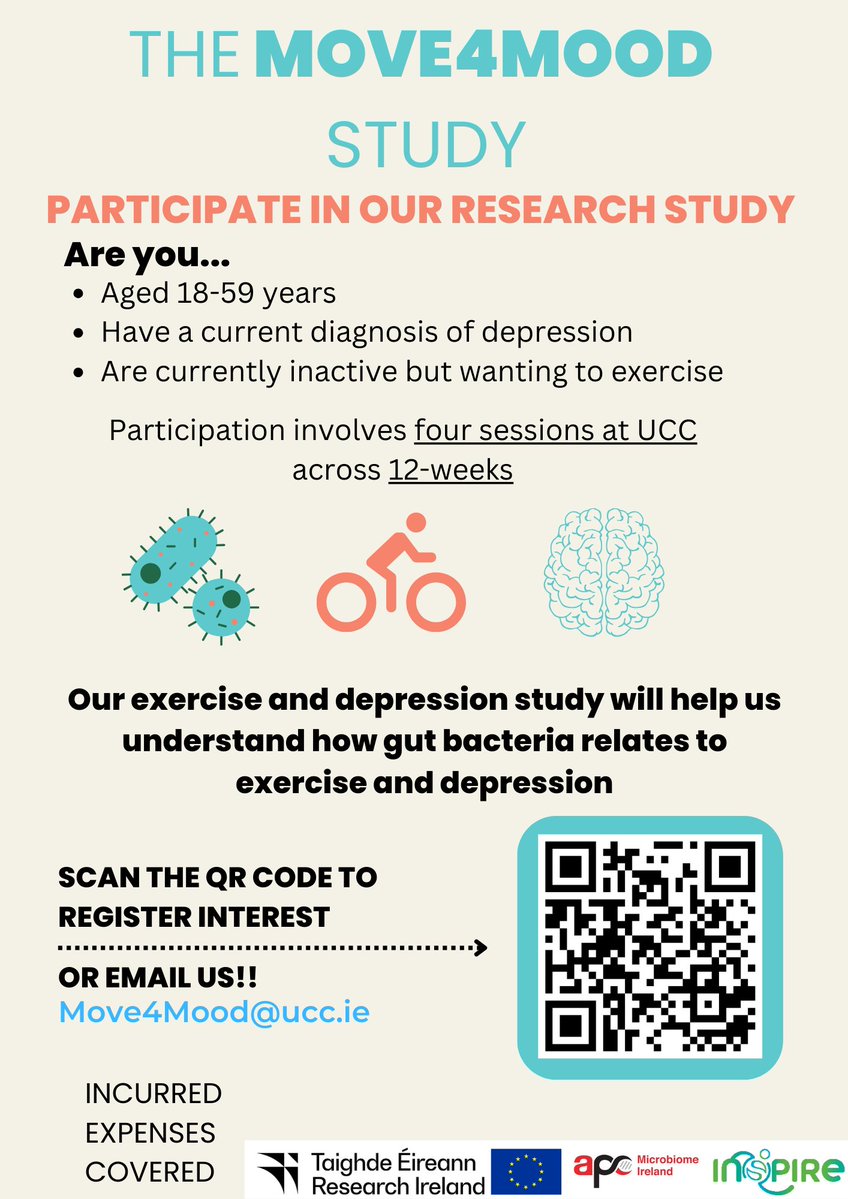 APC Microbiome Ireland (@pharmabiotic) on Twitter photo Unravel the Connection Between Depression, Exercise, and Gut Bacteria!🧠🏃♂️
Our study is investigating how exercise and gut health affect mental well-being. Follow the link tinyurl.com/Move4Mood or email Move4Mood@ucc.ie to register your interest! #ExerciseForMind #Move4Mood Unravel the Connection Between Depression, Exercise, and Gut Bacteria!🧠🏃♂️
Our study is investigating how exercise and gut health affect mental well-being. Follow the link tinyurl.com/Move4Mood or email Move4Mood@ucc.ie to register your interest! #ExerciseForMind #Move4Mood