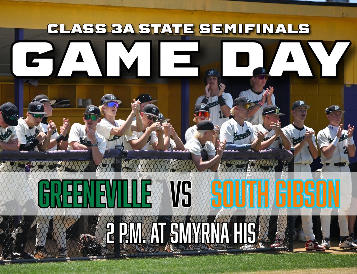 It's State Semifinals Game Day!!!!!

Greeneville Baseball will take on South Gibson with a spot in the state championship game in the line.

⏰2 PM
📍Smyrna HS
📻 <a href="/MatthewPalazzo5/">Matthew Palazzo</a>  on Jewel 95.5 FM
📱 <a href="/Tyler__Nichols/">Tyler Nichols</a>  and I will updates on the Twitter