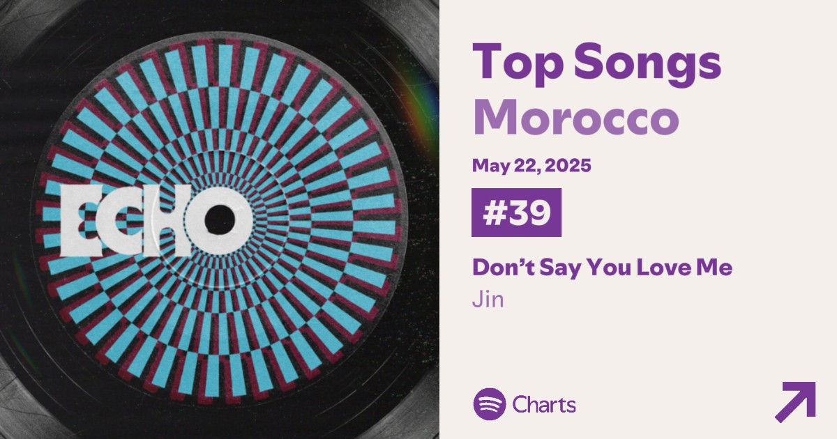 #Dont_Say_You_Love_Me reach a NEW PEAK on Spotify Morocco daily top songs at #39 , up 44 spots