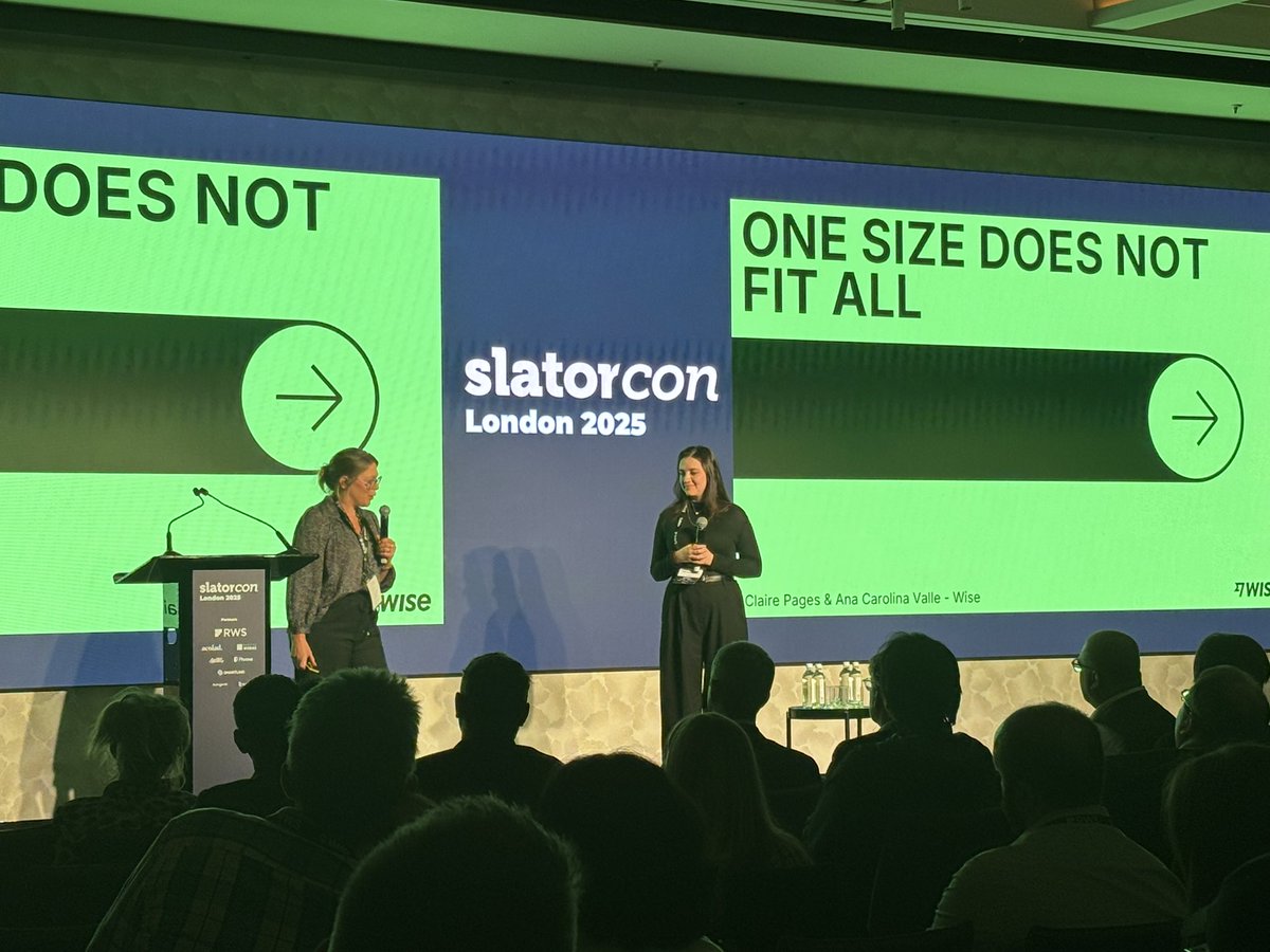 slatornews's tweet image. At #SlatorCon London, Claire Pagès &amp;amp; Ana Valle Nascimento of @Wise share how tailoring #localization to local financial, regulatory &amp;amp; cultural norms is essential for global success 🌍

#SlatorConLDN25 #Fintech #LanguageAI
