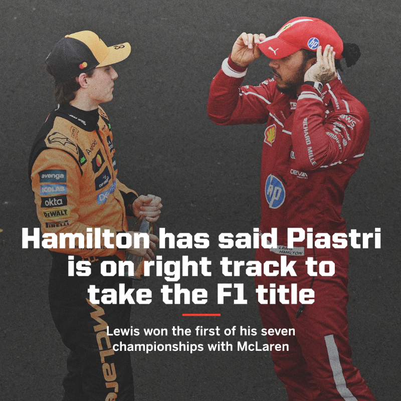 ESPNF1's tweet photo. "He [Piastri] has been doing everything you need to do to win a world championship. I don't have any advice for him."

Lewis Hamilton 🤝 Oscar Piastri