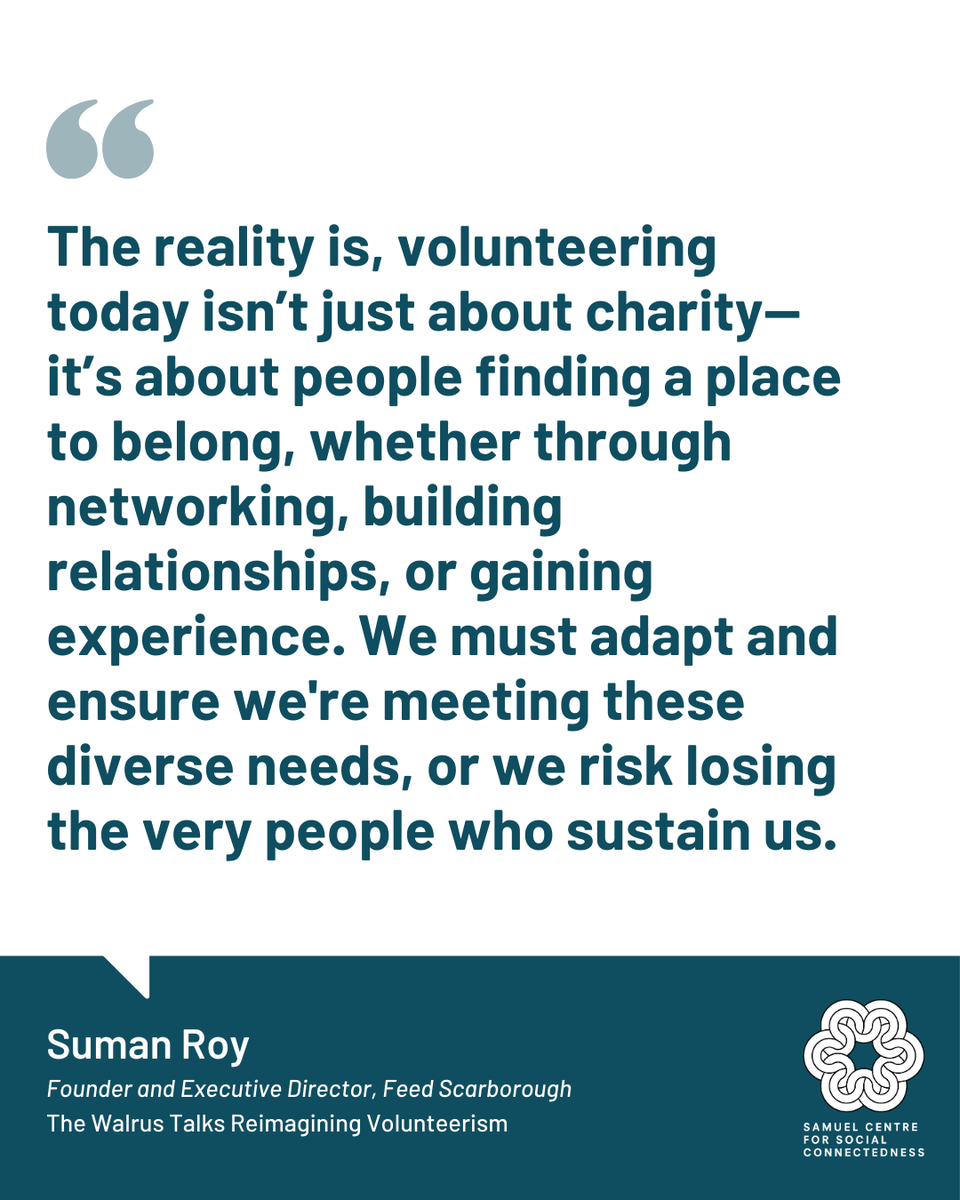 “Volunteerism isn’t just about giving—it’s about belonging.”

At The Walrus Talks, Suman Roy of Feed Scarborough reflects on building a volunteer-driven movement and the diverse motivations behind why people step up.

🎥 buff.ly/JTLpwVb