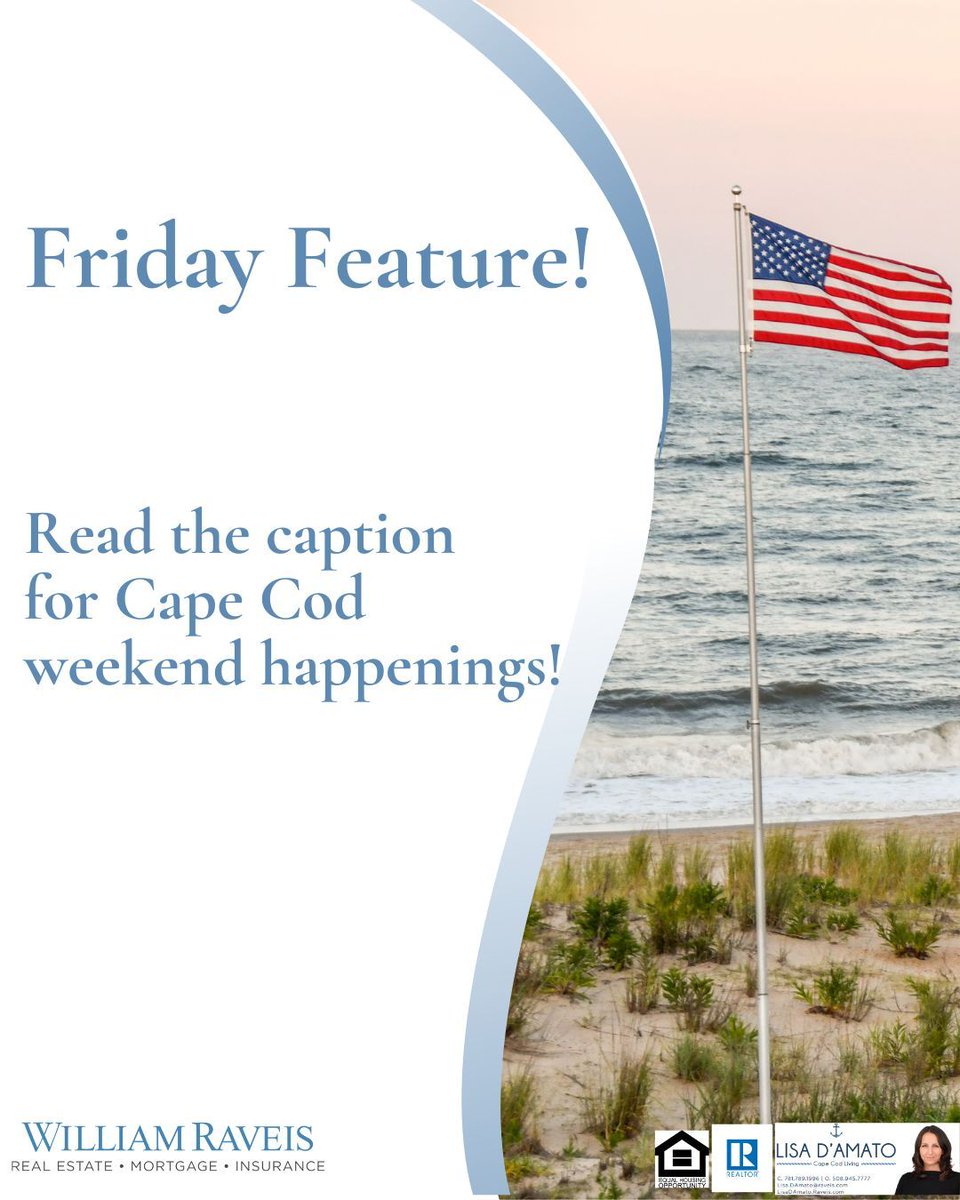 LisaDAmatoKW's tweet image. 🎉 Friday Feature – Memorial Day Weekend Fun!

🎤 5/23: Lenny Clarke live @ Naukabout 7PM → posh.vip/e/lenny-clarke…
🌳 5/24: Tree fun for kids @ Osterville Library 10–11AM
🎨 5/24–25: Arts &amp;amp; Crafts @ Drummer Boy Park 10–4

#CapeCodEvents #LisaDamatoRealtor #CapeCodLiving