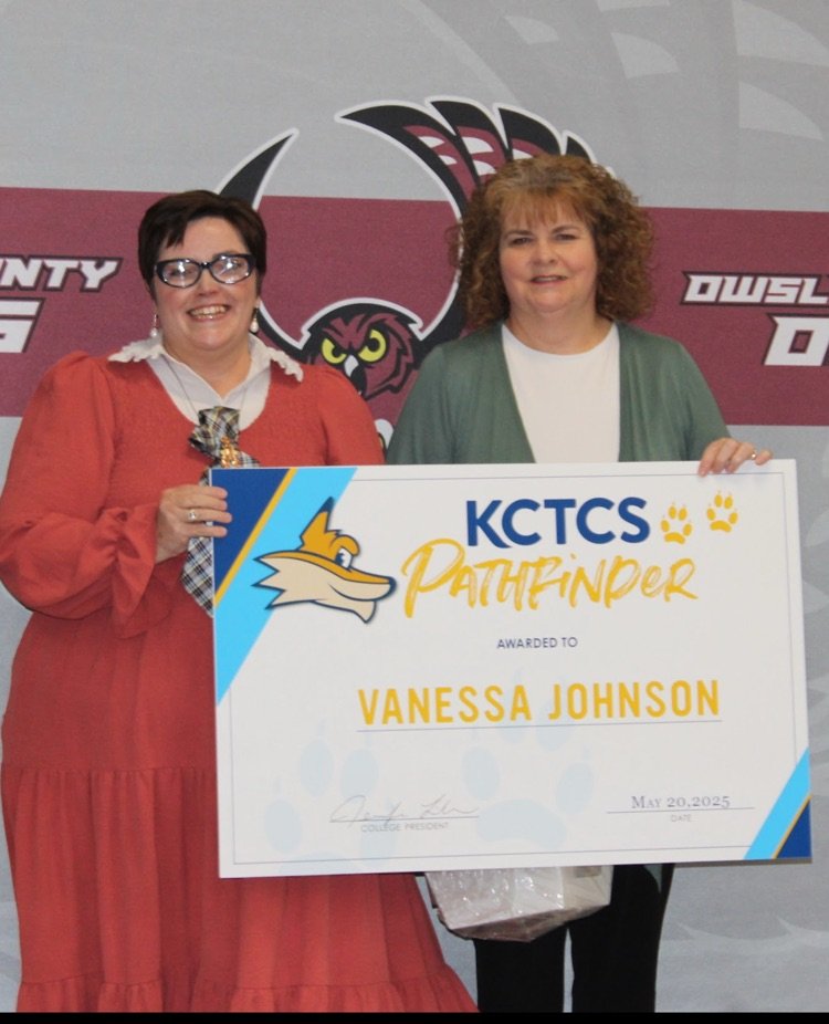 Congratulations to OCHS Guidance Counselor, Vanessa Johnson for being named a KCTCS Pathfinder by Hazard Community &amp; Technical College for her outstanding educational impact on the students of Owsley County.