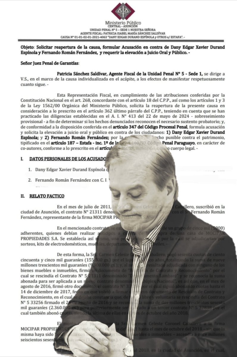 CuartoPoder_Py's tweet photo. 🔴CASO MOCIPAR: FISCALÍA ACUSA A DURAND POR ESTAFA Y PIDE ELEVAR A JUICIO ORAL LA CAUSA
#4toJudiciales 

◾La fiscal Patricia Sánchez acusó a Dany Durand por estafa en calidad de coautor  y solicitó que la causa se eleve a juicio oral y público.
Vía @mysoilan #4toPoder https://t.co/fDSQFd0Dxr