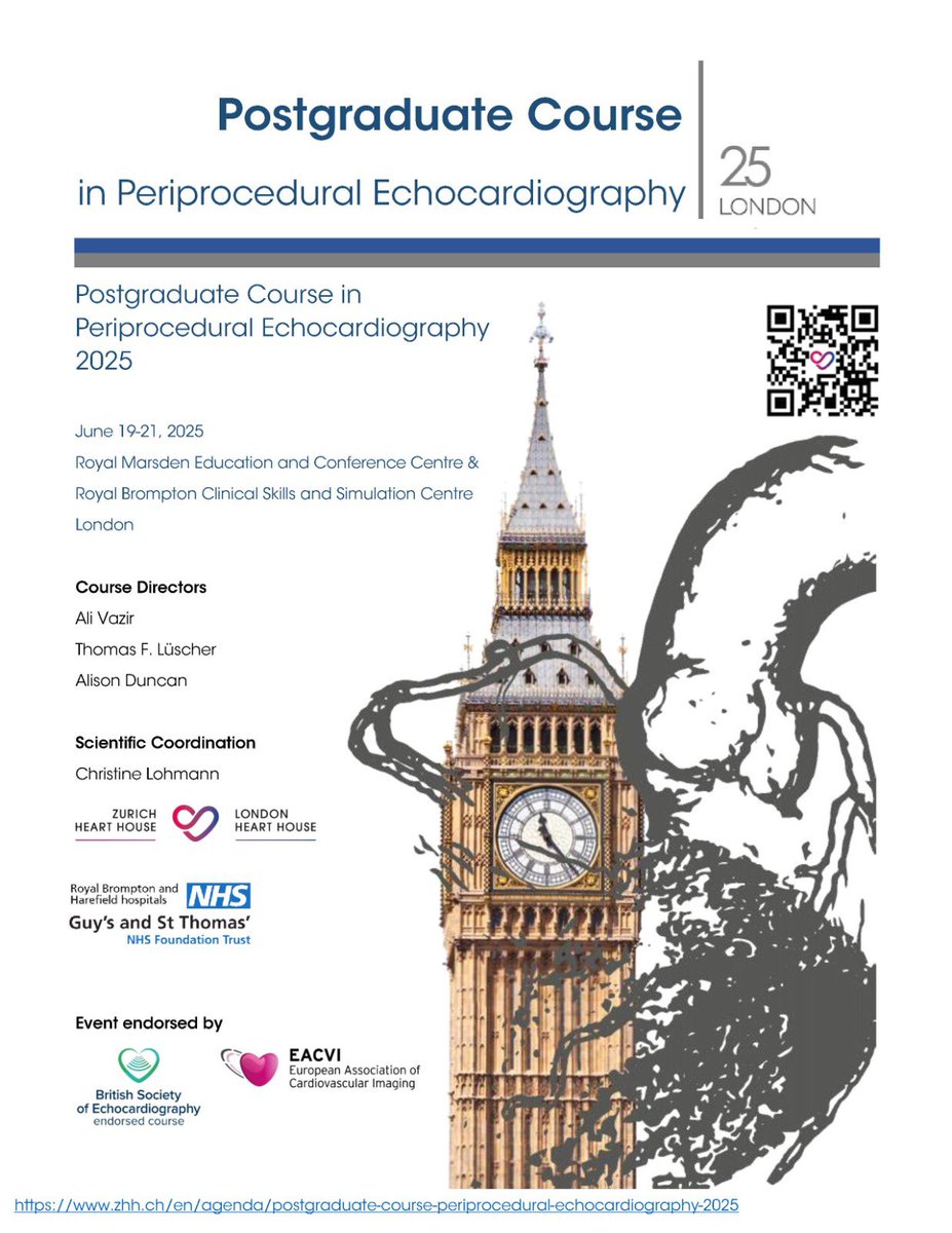 EACVI President (@eacvipresident) on Twitter photo Don't miss the opportunity to register for the Postgraduate course in Periprocedural #Echofirst
Organised by <a href="/TomLuscher/">CardioTomLuscher</a> <a href="/dralisonduncan/">Alison Duncan</a> and Dr Ali Vazir
Endorsed by #EACVI <a href="/BSEcho/">BSEcho</a>
With 🌍 renowned faculty 🤩
<a href="/denisamuraru/">Denisa Muraru</a> <a href="/EchoSoliman/">Hatem Soliman, FRCP, FEACVI, FASE, FHEA</a> <a href="/drmaisano/">francesco maisano</a>
zhh.ch/en/agenda/post… Don't miss the opportunity to register for the Postgraduate course in Periprocedural #Echofirst
Organised by <a href="/TomLuscher/">CardioTomLuscher</a> <a href="/dralisonduncan/">Alison Duncan</a> and Dr Ali Vazir
Endorsed by #EACVI <a href="/BSEcho/">BSEcho</a>
With 🌍 renowned faculty 🤩
<a href="/denisamuraru/">Denisa Muraru</a> <a href="/EchoSoliman/">Hatem Soliman, FRCP, FEACVI, FASE, FHEA</a> <a href="/drmaisano/">francesco maisano</a>
zhh.ch/en/agenda/post…