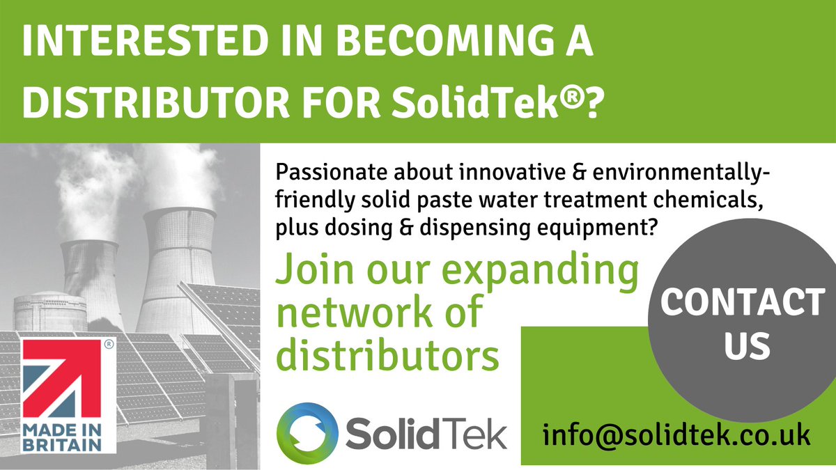 Do you share our passion for environmentally friendly and sustainable solid water treatment chemicals for the HVAC industry?

We are keen to speak to businesses who are interested in becoming distributors particularly in MEA territories
info@solidtek.co.uk
#solidchemicals #HVAC