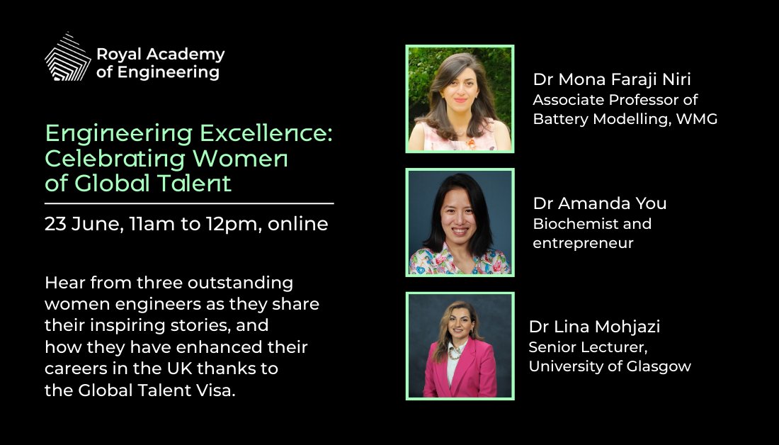 Join us for a special webinar to celebrate the Academy reaching five years of the Global Talent Visa. This online event is part of the Academy's International Women in Engineering Day activities, under the global theme of #TogetherWeEngineer.

This webinar will spotlight the