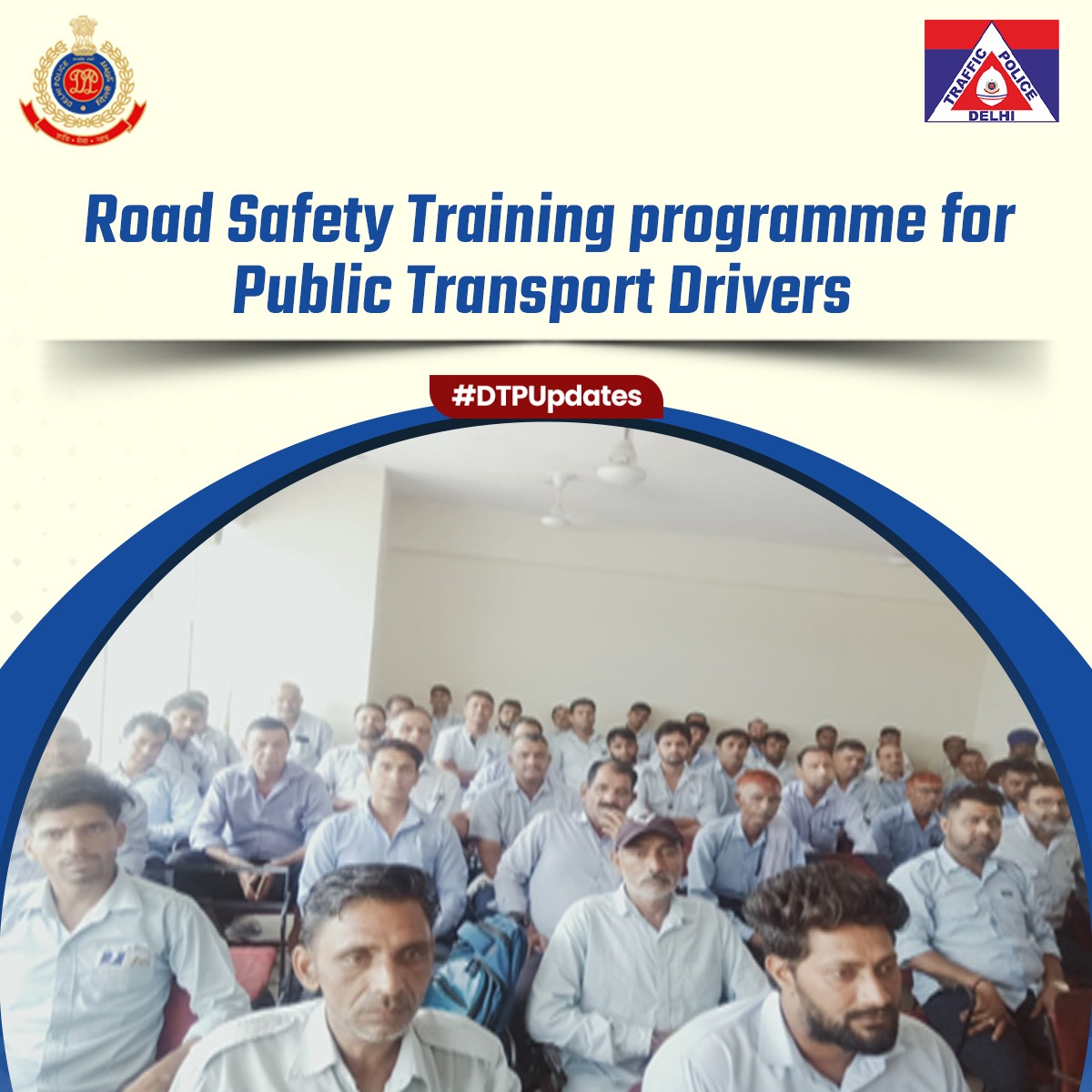 Delhi Traffic Police organized a sensitization session at DTC Depot, Nand Nagri, training 65 drivers and 6 officers from DTC and Cluster bus services.

The session focused on defensive driving, pedestrian safety, traffic law compliance &amp; respectful passenger conduct.

#DTPUpdates
