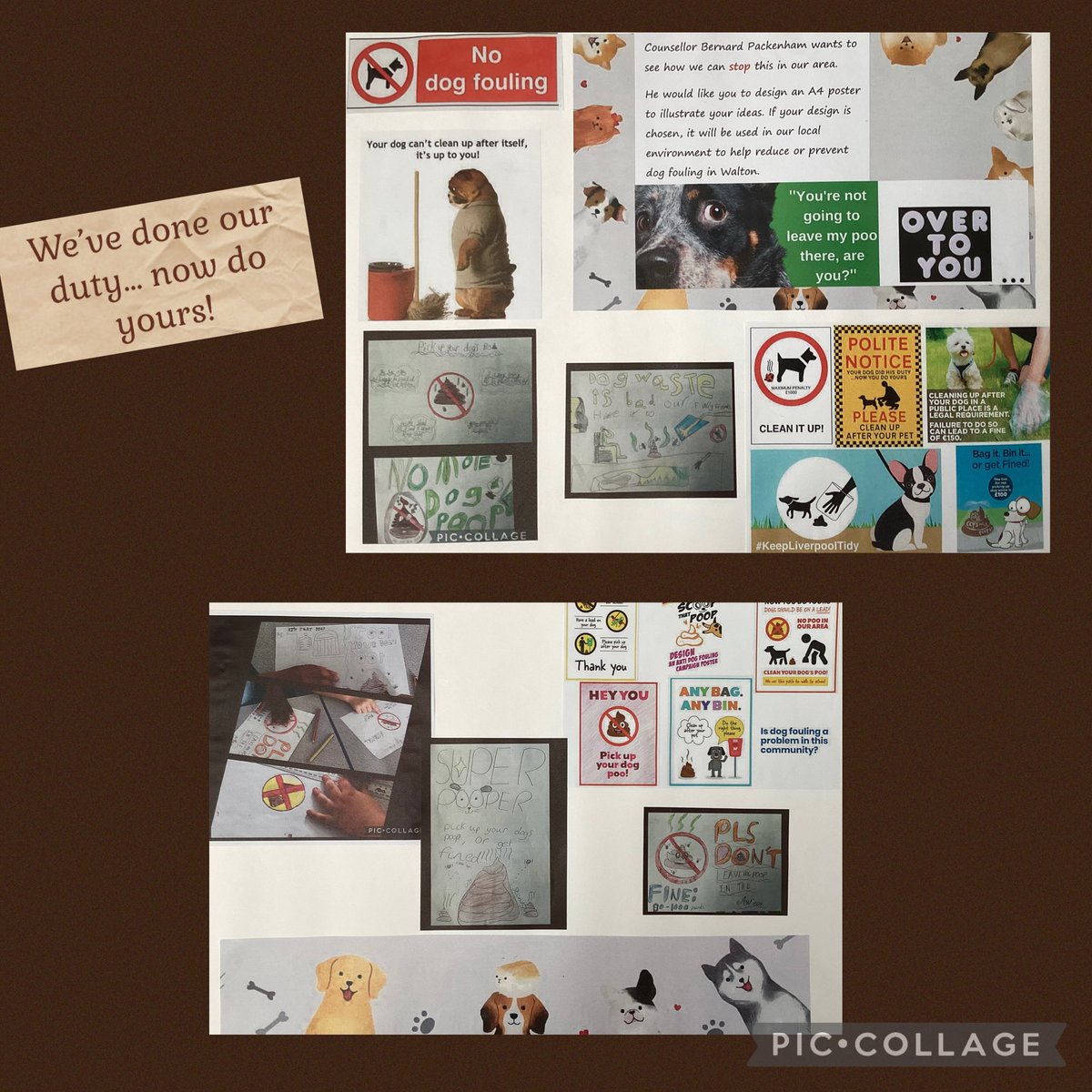 Are you a dog 🐶 owner? Are you a responsible dog owner? If so, you already know how important it is to clean up after your pet. We were challenged to design posters to remind people to clean up after their dogs…