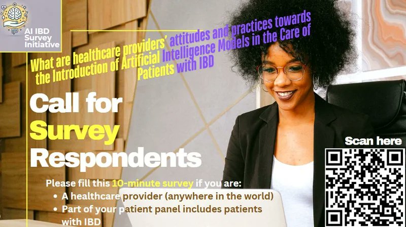 Jalpa Devi (@jalpa_devi) on Twitter photo 🚨Just7⃣days left!
🤔How is AI transforming #IBD care🌍? Share your insights, 5–10 min📰
🩺GIs, surgeons, nurses, dietitians➡️ involved in IBD care!
📅 May 3⃣1⃣
<a href="/AmerGastroAssn/">American Gastroenterological Association (AGA)</a> <a href="/AmCollegeGastro/">ACG</a> <a href="/ELC_APAGE/">Emerging Leaders Committee | APAGE</a> <a href="/ScrubsNHeels/">Scrubs & Heels</a> <a href="/JosephHabibi_MD/">Joseph Sleiman, MD, FACP</a> <a href="/Bealoquebea/">Beatriz Gros</a>
🔗redcap.link/ga8czjlu 🚨Just7⃣days left!
🤔How is AI transforming #IBD care🌍? Share your insights, 5–10 min📰
🩺GIs, surgeons, nurses, dietitians➡️ involved in IBD care!
📅 May 3⃣1⃣
<a href="/AmerGastroAssn/">American Gastroenterological Association (AGA)</a> <a href="/AmCollegeGastro/">ACG</a> <a href="/ELC_APAGE/">Emerging Leaders Committee | APAGE</a> <a href="/ScrubsNHeels/">Scrubs & Heels</a> <a href="/JosephHabibi_MD/">Joseph Sleiman, MD, FACP</a> <a href="/Bealoquebea/">Beatriz Gros</a>
🔗redcap.link/ga8czjlu