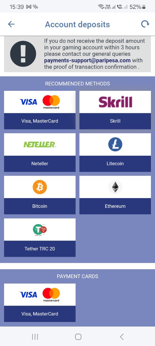 mtheesiya2's tweet photo. @paripesa Visa mastercard and bank cards are made available always without fail for deposits. They however not available for withdrawal, while they have a rule that you must withdraw same way you deposited. When you ask their support about the issue, the answer is an excuse https://t.co/ezgVVvz0BL