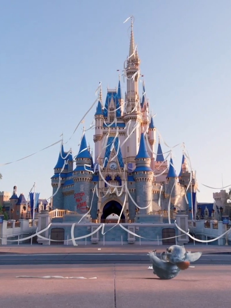 Stitch got revenge on Walt Disney World for closing his attraction by toilet papering Cinderella Castle again. 😭😂