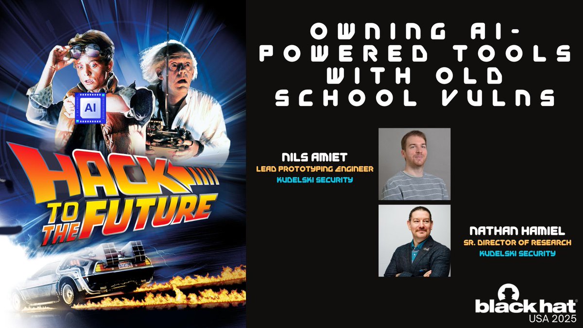 Join <a href="/tmlxs/">tmlxs</a> and me at <a href="/BlackHatEvents/">Black Hat</a> this year for Hack to the Future. This isn't a prompt injection talk. This is about the hidden dangers of deploying these tools in your environments and the potentially devastating vulnerabilities that can result. blackhat.com/us-25/briefing…