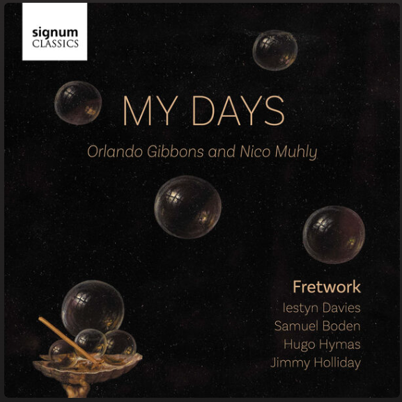 This here new release by <a href="/FretworkViols/">FRETWORK</a> of works by Orlando Gibbons and <a href="/nicomuhly/">Nico Muhly</a> is brilliant and a joy throughout. Muhly's 'My Days' is a wonderful example of a modern composer finding a new voice in ancient instruments. Highly recommended.