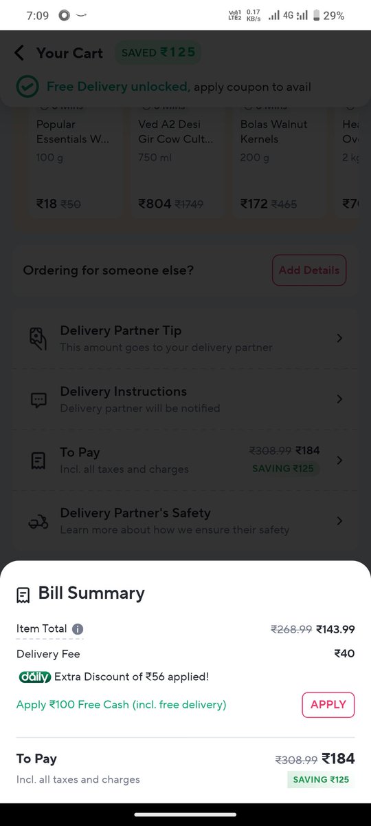 DebasishSa46155's tweet photo. @ZeptoNow Hey @ZeptoNow, your app says FREE delivery on orders above ₹99, but I was charged ₹30 processing + ₹40 delivery on a ₹102 order. What’s going on? Misleading much? #Zepto #FalsePromises #OnlineShopping https://t.co/ACd7R3Z8er
