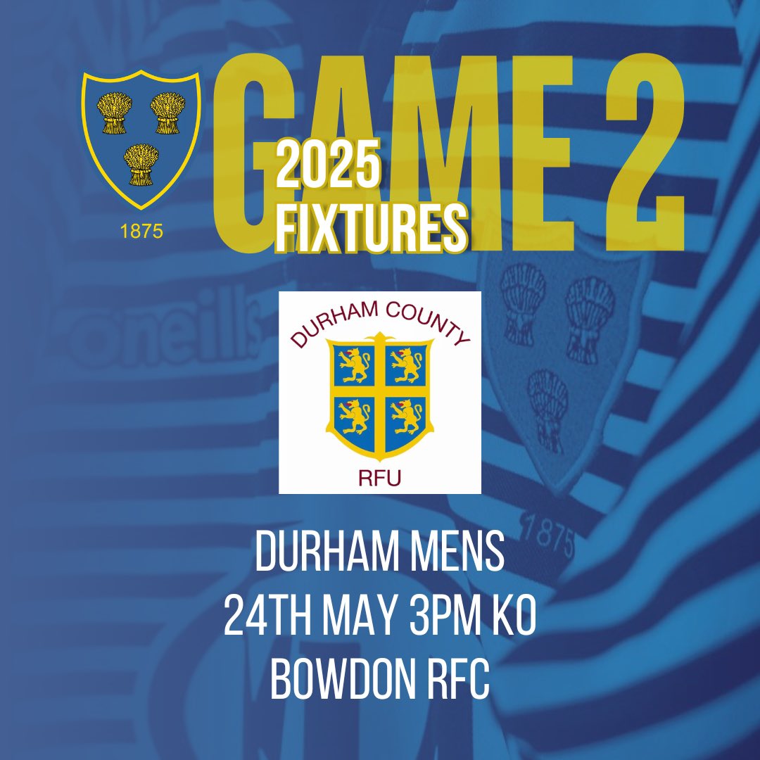 Join us tomorrow at <a href="/BowdonRugby/">Bowdon RUFC</a> as our Men take on their second group game against <a href="/DurhamRFU/">Durham County RFU</a> , 3pm Kick Off, see you there!