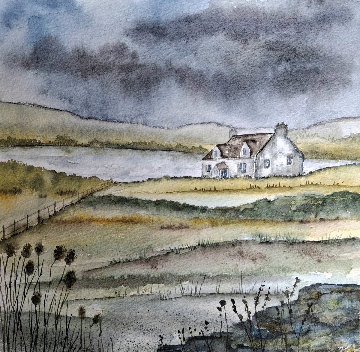 tracydandelion's tweet photo. This is my latest watercolour paintings. I love the moody sky. It makes me want to paint more moody skies. 
#watercolorpainting #watercolour #artwork #art #originalartwork #watercolourartist #artistsontwitter #landscapes #artforsale https://t.co/BNE3yGHmKP