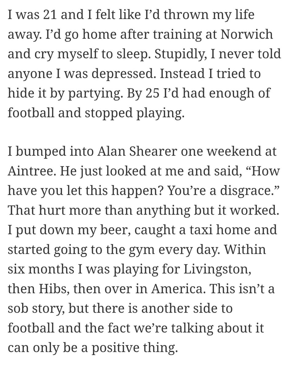 DalglishPaul's tweet image. From an article in the @thetimes I did. Never really spoken about mental health before but I was in a very tough place in Norwich. Had another tough time when I was coaching in Ottawa from overworking and burning myself out. I spoke to someone this time and it really helped me.…