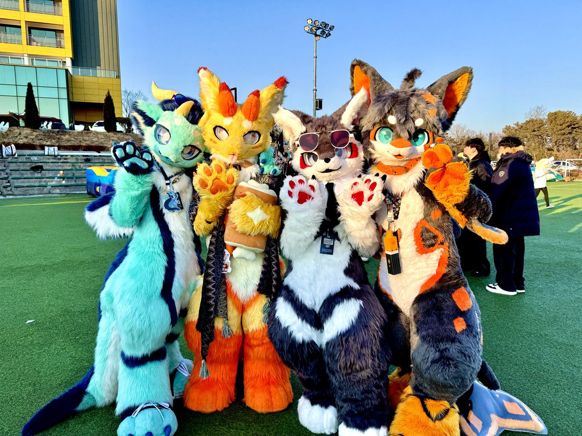 용 3마리랑 늑대 한마리!🐉🐉🐉🐺
#FursuitFriday #fursuit