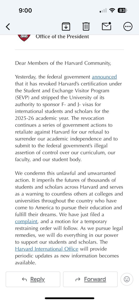 raghav_chadha's tweet photo. President Trump’s recent move threatens the dreams and futures of international students at Harvard and beyond. As a proud member of the Harvard community, I wear my colours to show support for inclusion and academic freedom. I stand with @Harvard and all international students whose dreams and futures are under threat. We must defend academic freedom and global collaboration.
#StandWithHarvard #WeAre1H