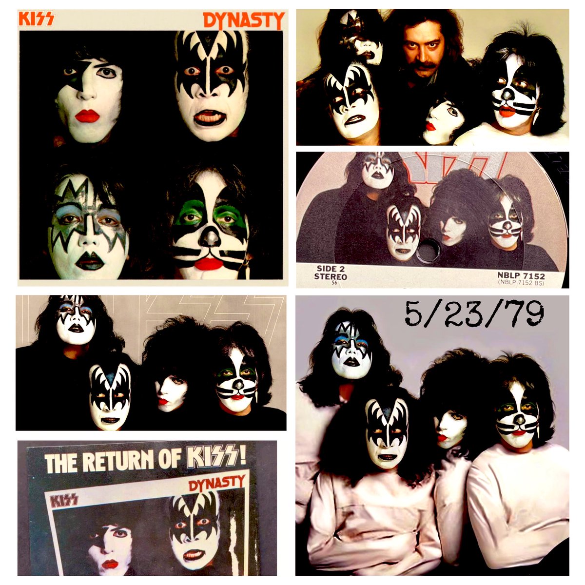 ssikfandk's tweet photo. Today in #KISStory : #Kiss drops the last album of the 1970s -#Dynasty . The music was changing. While a massive hit worldwide, #IWMFLY was considered disco. And turned off many. And Peter was MIA… only participated on #DirtyLivin . Anton Fig would provide drums this album and the next. Kiss was falling apart.. and we were clueless. The #ReturnOfKiss tour in the summer / fall would be last w /original lineup until 1996. And MY first show 10/2/79. St Louis.
*On a personal front. This album… kept me sane. I was 15. After 7 yrs, my mom was in hospice for brain c-word. Losing her battle in July. 🙏🏻
#KISS : 1979
*Fella w /Kiss top right is longtime art director Dennis Woloch.