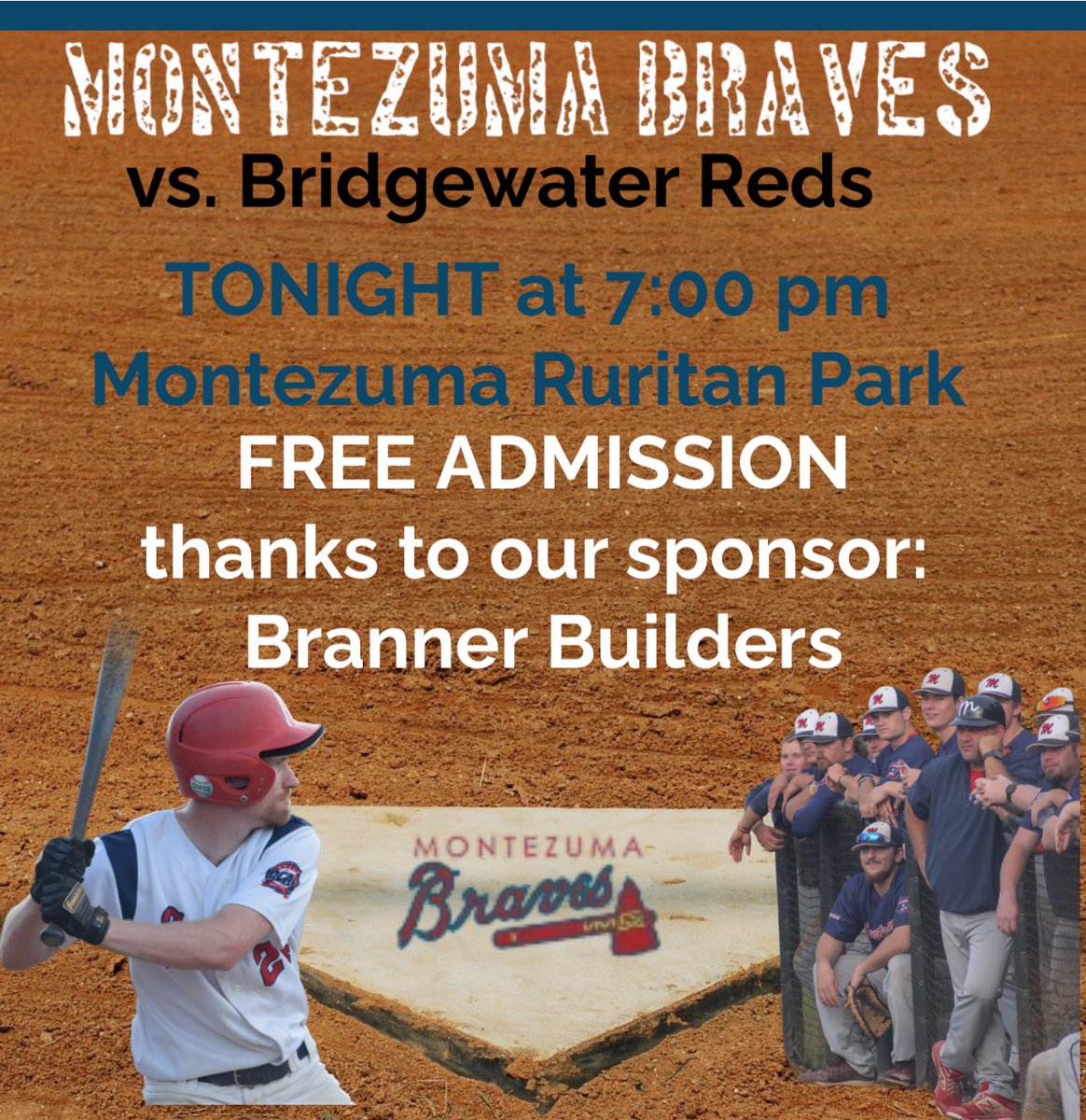 Come on out tonight as we host Bridgewater at 7pm! Free Admission thanks to Branner Builders! See y’all there!