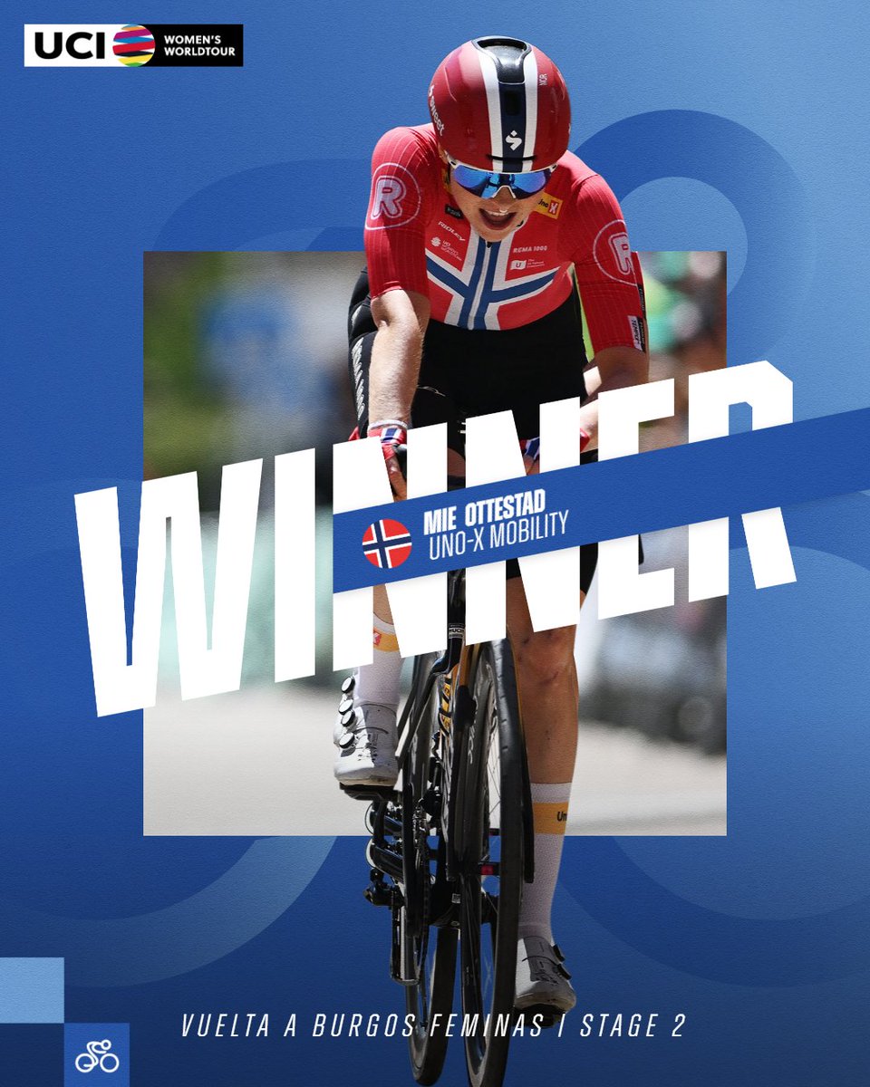 UCI_WWT's tweet photo. 🏆 It was the smart move!  
Mie Ottestad @UnoXteam takes her 1st World Tour victory!

#UCIWWT #VueltaBurgos https://t.co/vvHspL09F6