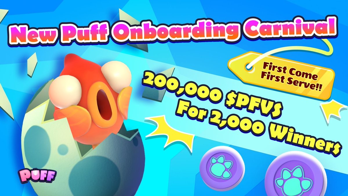 Puffverse's tweet photo. NEW Puff Onboarding Carnival 🛸

🚇 Follow @Puffverse
🏘️ Join https://t.co/LrOgi37vAp

Sign up for
✅ #PuffTown &amp; bind/create wallets
🎮 #PuffGo &amp; play 1 game

✍🏻 Fill out https://t.co/pBez5CVv3G
🎁 200,000 $PFVS to be shared
⏰ 72 HR
💡 First come first served for NEW PUFFS ONLY https://t.co/QHquuXI6U6