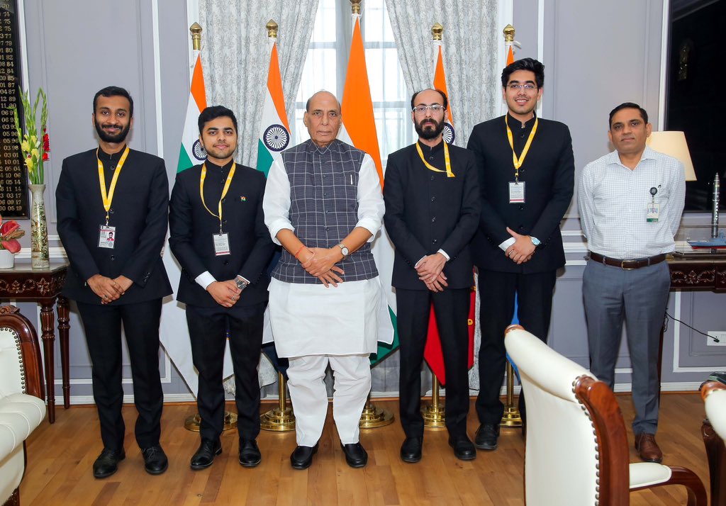 रक्षा मंत्री कार्यालय/ RMO India (@defenceminindia) on Twitter photo Raksha Mantri Shri <a href="/rajnathsingh/">Rajnath Singh</a> interacted with four IAS officer trainees of the 2023 batch, currently serving as Assistant Secretaries in the Ministry of Defence. Raksha Mantri Shri <a href="/rajnathsingh/">Rajnath Singh</a> interacted with four IAS officer trainees of the 2023 batch, currently serving as Assistant Secretaries in the Ministry of Defence.