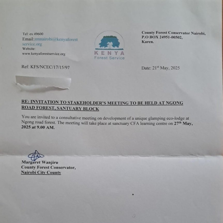 FerdyOmondi's tweet photo. The geniuses at the Kenya Forest Service are consulting about turning Forest land into a luxury camp after construction has already begun.

You can't make this stuff up. https://t.co/MyHOijukB4