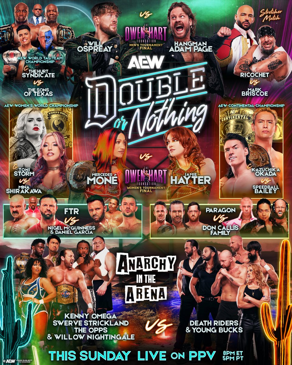 All Elite Wrestling (@aew) on Twitter photo Don't miss #AEWDoN LIVE on PPV from the <a href="/DDArenaAZ/">Desert Diamond Arena</a> THIS SUNDAY, 5/25 at 8pm ET/5pm PT!
allelitewrestling.com/aewonppv Don't miss #AEWDoN LIVE on PPV from the <a href="/DDArenaAZ/">Desert Diamond Arena</a> THIS SUNDAY, 5/25 at 8pm ET/5pm PT!
allelitewrestling.com/aewonppv