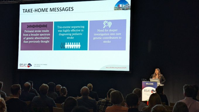 Denise Gornatti de <a href="/SonEspases/">HU Son Espases</a>  presenta un estudio sobre el diagnóstico de variantes raras causantes de ictus perinatal. Son resultados del estudio piloto que ha dado lugar al estudio PReDICT en el que participan más grupos de nuestra red #RICORSICTUS
#ESOC2025