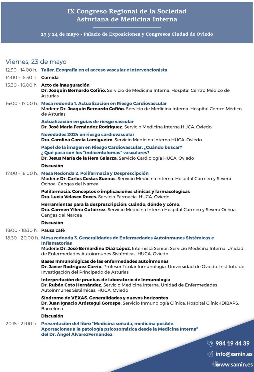 InternaHUCAB's tweet photo. Y por fin llegó el día, ya estamos en Oviedo para el IX Congreso Regional de la SAMIN 😎

Os iremos contando cositas como siempre 😉

Por aquí dejamos el planning de hoy 🫶🏼 https://t.co/9tbe5fs4dR