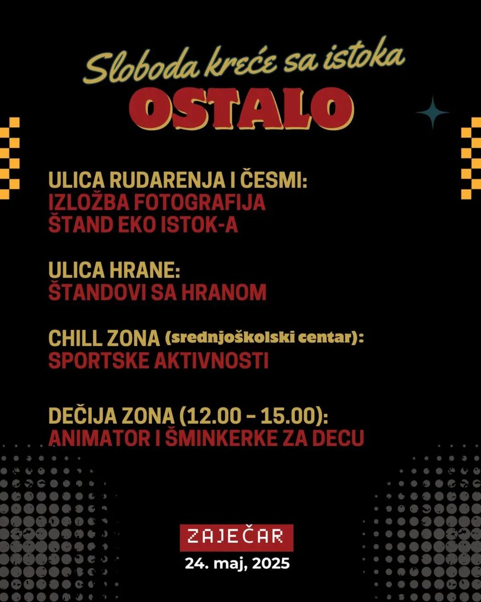 Objavljen zvanični program za subotu 24.5.
#Zaječar