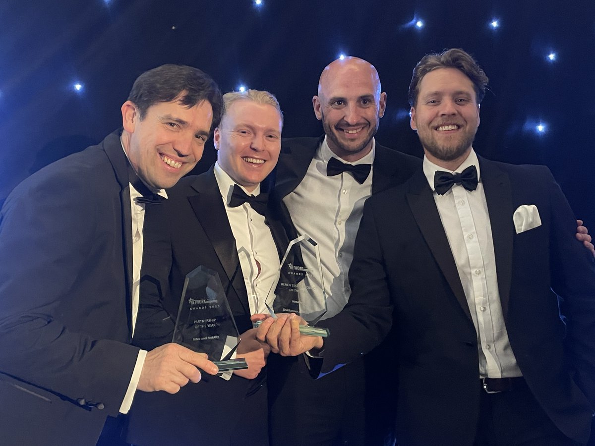 🏆 Double win for <a href="/NetAlly/">NetAlly</a> at the Network Computing Awards!
🥇 Bench Tested Product of the Year: LinkRunner AT 4000
🤝 Partnership of the Year: Intec + NetAlly

Huge thanks to our team &amp; supporters! 🙌
ow.ly/jTk650VXMCY

#NetAlly #LinkRunnerAT4000 #NetworkComputingAwards