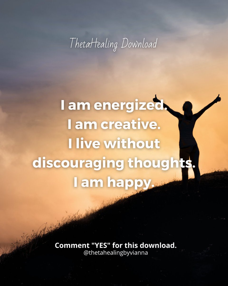 I am energized. I am creative. I live without discouraging thoughts. I am happy. Comment "YES" to receive this download.
.
.
.
#thetahealing #thetahealingdownloads #thetahealingbyviannastibal
