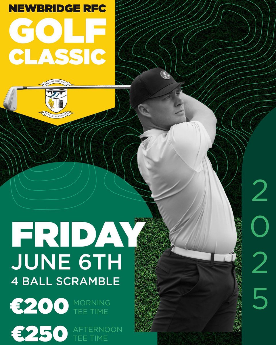 We’re two weeks away from the annual Newbridge Golf Classic. We still have morning and afternoon tee times available. To book a time slot or sponsor a hole, please contact one of the contacts below.

Niall Browne – 0874595244
Barry McCann – 0872789901
Jamie Stafford - 0866054500